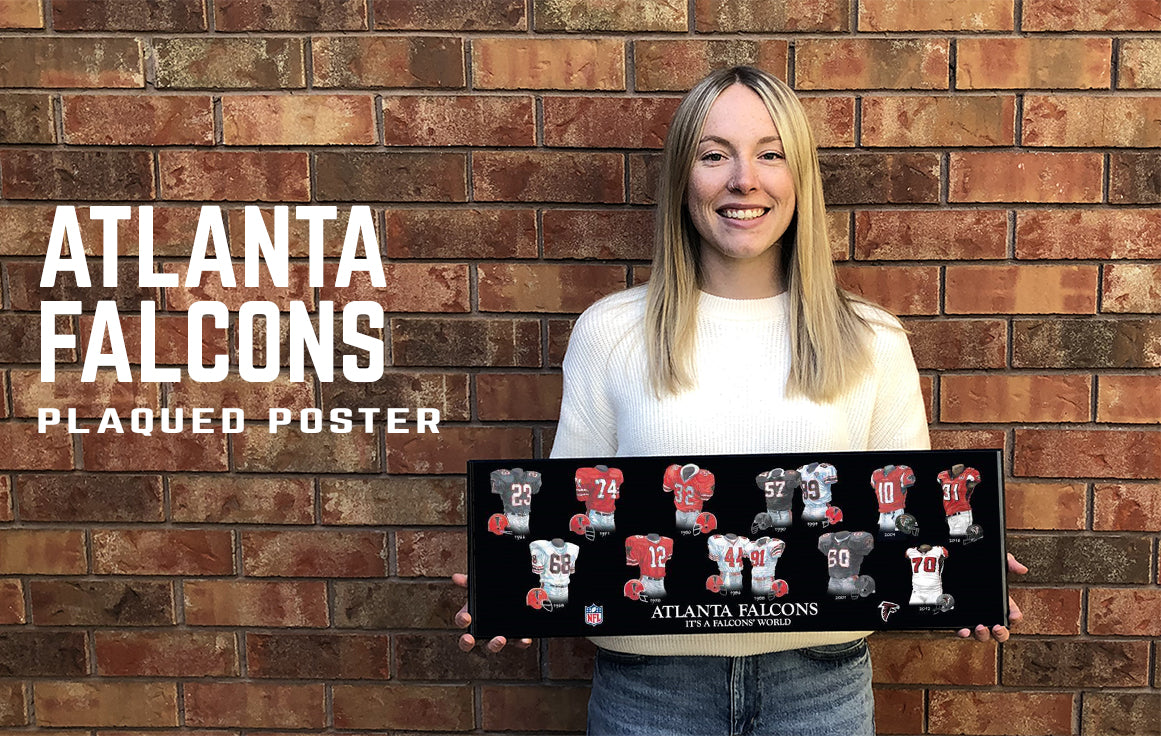 Atlanta Falcons uniform evolution plaqued poster – Heritage Sports Stuff