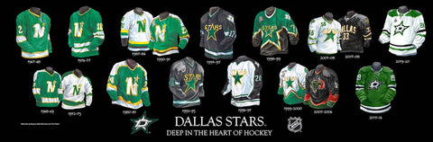 Dallas Stars jersey evolution poster