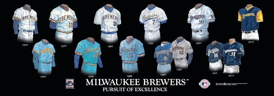 Framed Evolution History Milwaukee Brewers Uniforms Print — The  Greatest-Scapes