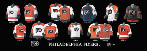 Philadelphia Flyers uniform evolution plaqued poster