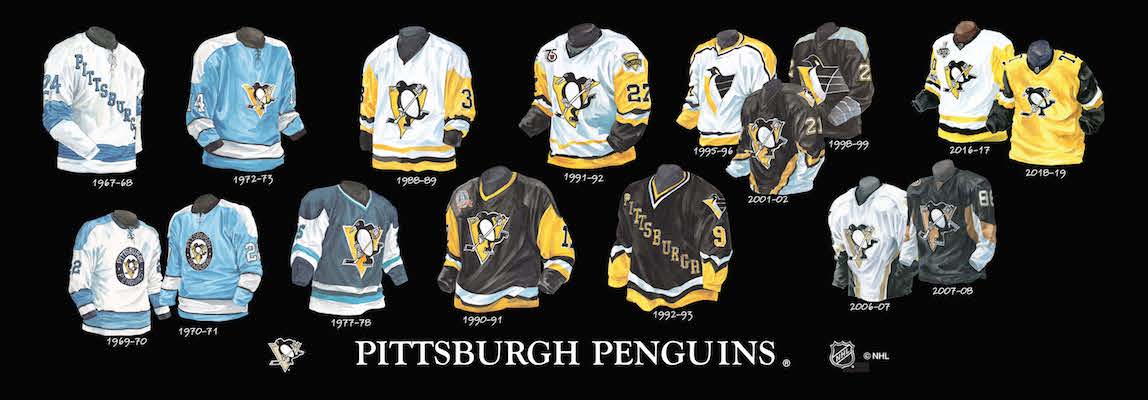 Framed Evolution History Pittsburgh Penguins Uniforms Print — The  Greatest-Scapes