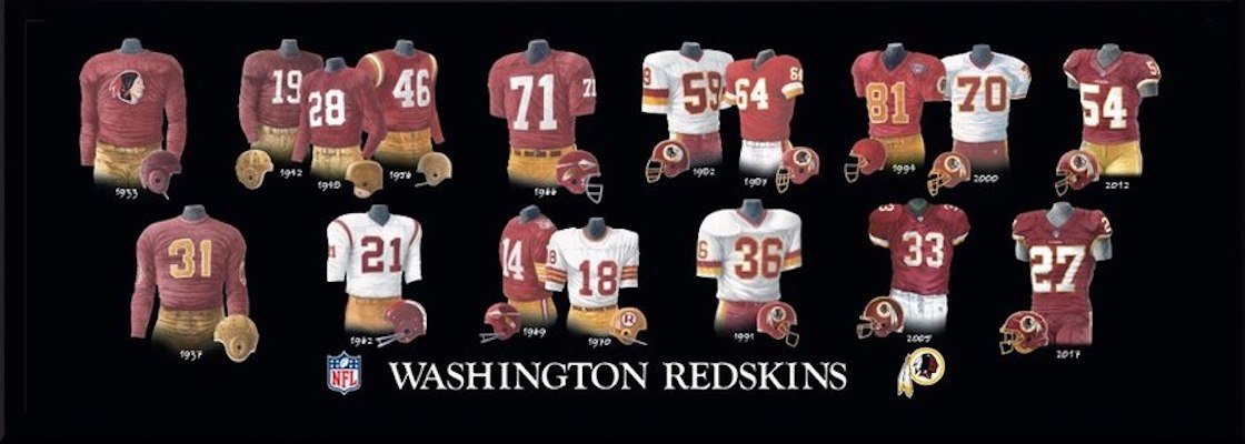 redskins jerseys through years