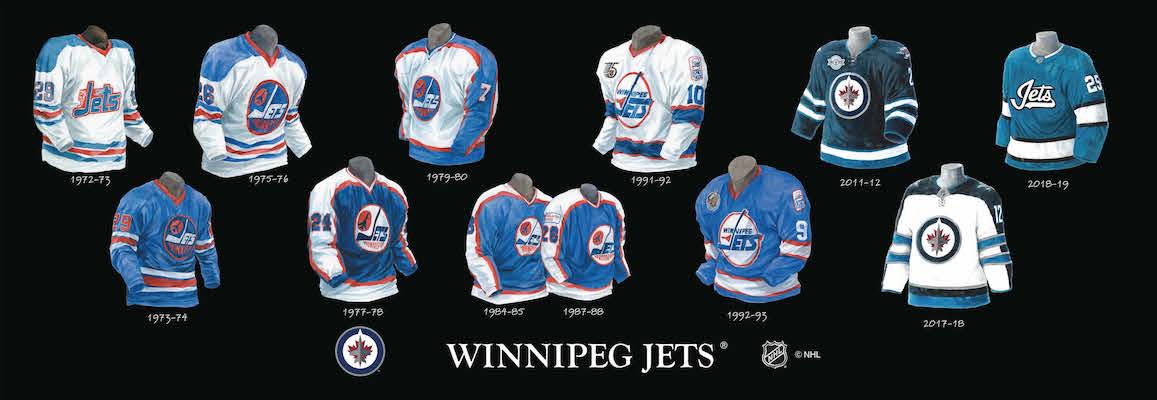 Winnipeg Jets uniform evolution plaqued poster – Heritage Sports Stuff
