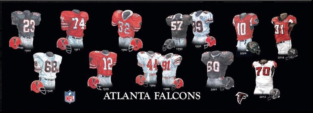 Atlanta Falcons uniform evolution plaqued poster – Heritage Sports