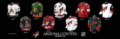 Arizona Coyotes uniform evolution plaqued poster