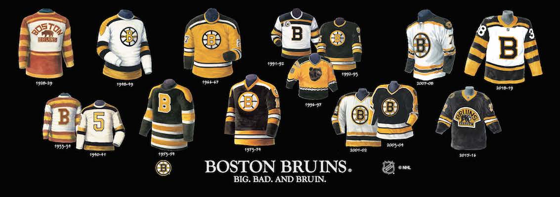 boston bruins uniforms through the years