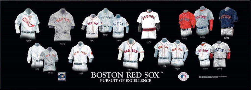 Boston Red Sox uniform evolution plaqued poster – Heritage Sports