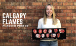Calgary Flames uniform evolution plaqued poster