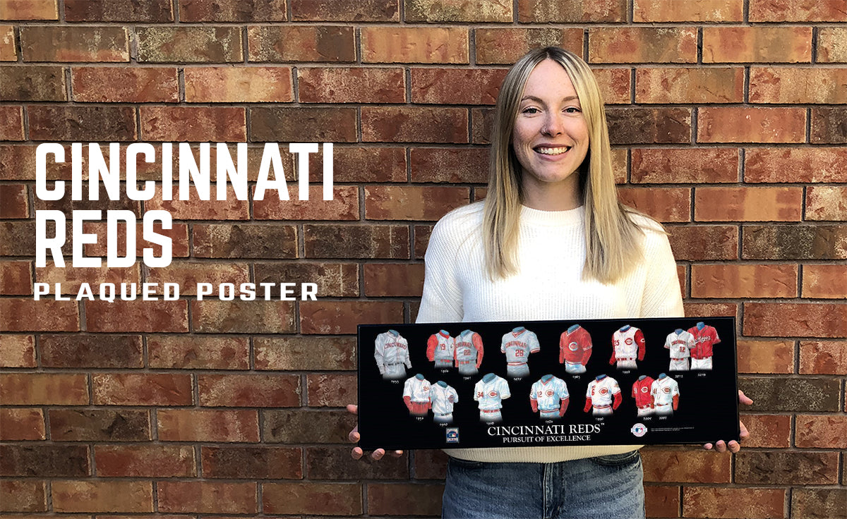 Cincinnati Reds Evolution Cincinnati Reds uniform evolution plaqued poster – Heritage Sports Stuff