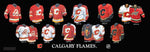Calgary Flames uniform evolution plaqued poster