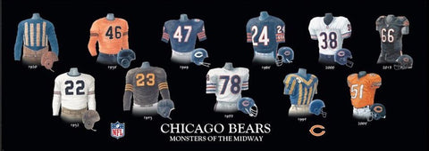 Chicago Bears uniform history poster