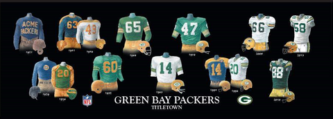 Green Bay Packers uniform history poster