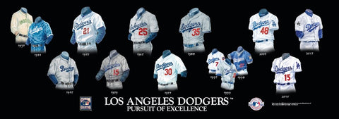 Los Angeles Dodgers uniform history poster