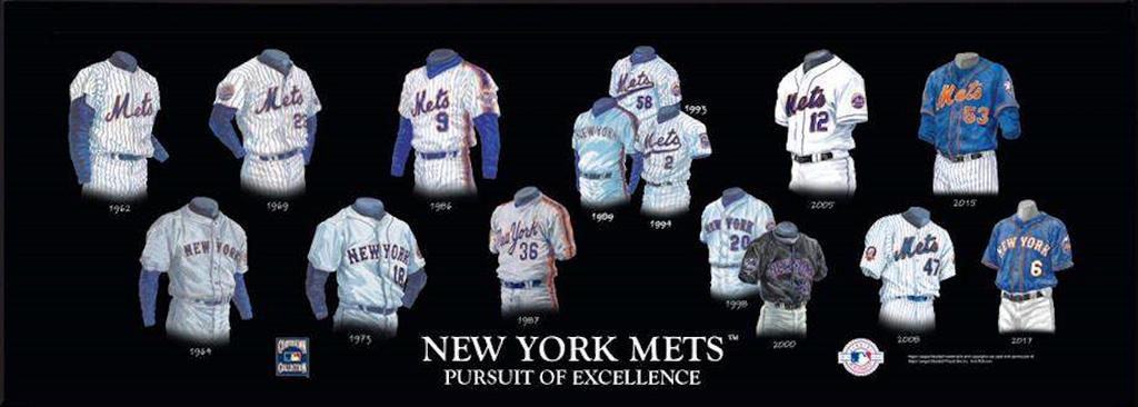 New York Mets uniform evolution plaqued poster – Heritage Sports Stuff