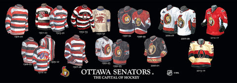 Ottawa Senators uniform evolution plaqued poster