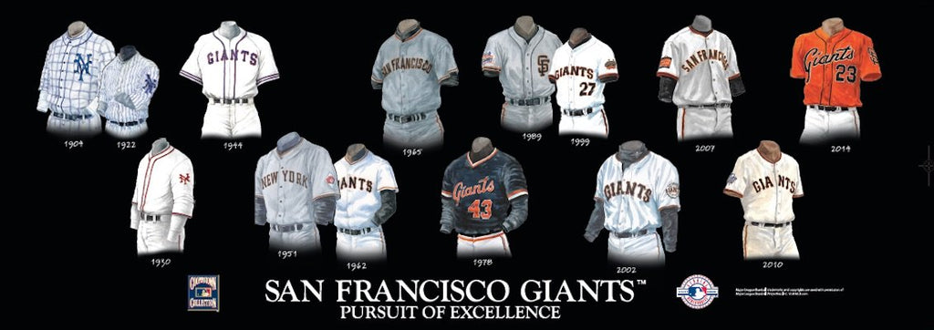San Francisco Giants uniform evolution plaqued poster – Heritage