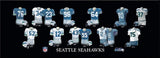 Seattle Seahawks uniform history poster