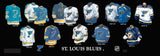 St. Louis Blues uniform evolution plaqued poster
