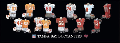 Tampa Bay Buccaneers uniform history poster
