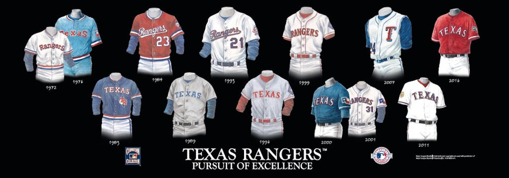 MLB Texas Rangers 1999 uniform original art – Heritage Sports Art