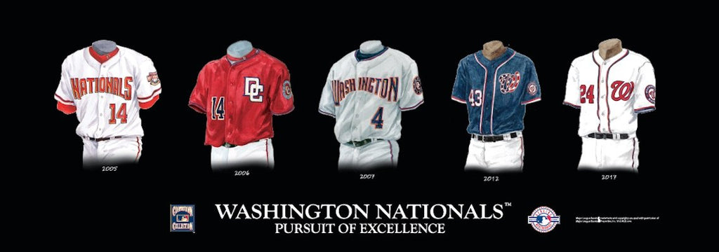 Washington Nationals uniform evolution plaqued poster – Heritage